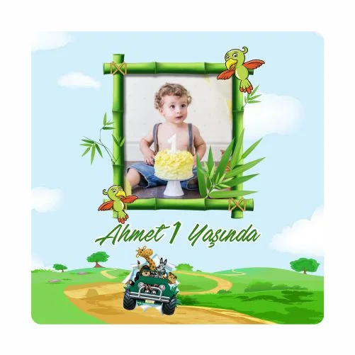 Safari Temalı Doğum Günü Magneti